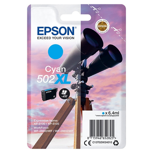 Epson 502XL (T02W2) inktcartridge cyaan hoge capaciteit origineel